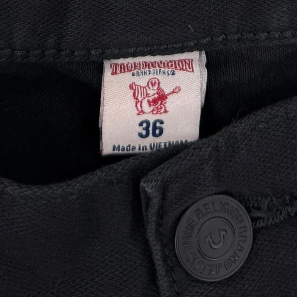 True Religion Mens 36 Cut Off Shorts 5 Pocket Black Denim Cotton 15” Inseam - Picture 8 of 11